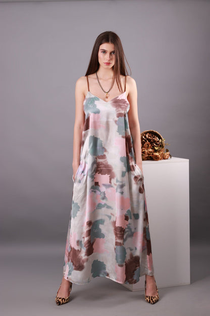 PARAÏMA LONG DRESS DESERT ROSE WITH POCKETS