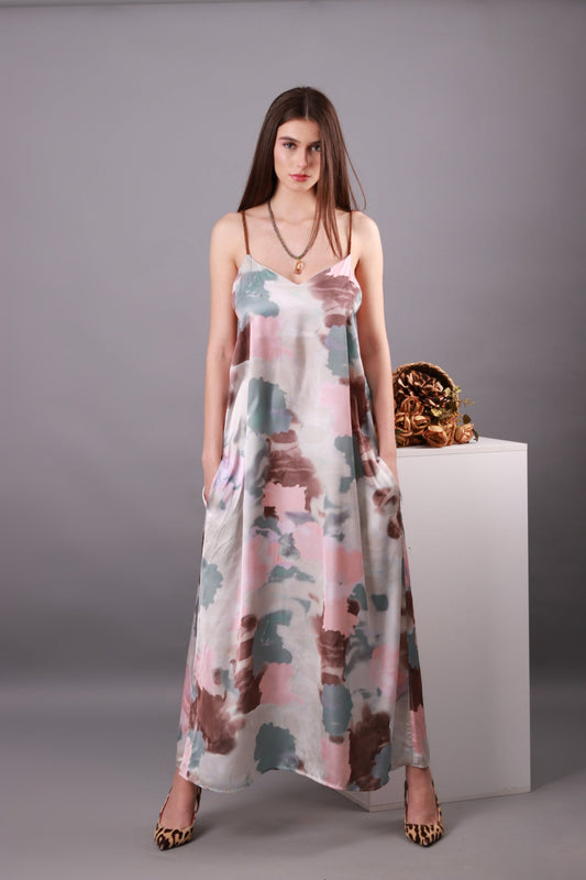 PARAÏMA LONG DRESS DESERT ROSE WITH POCKETS