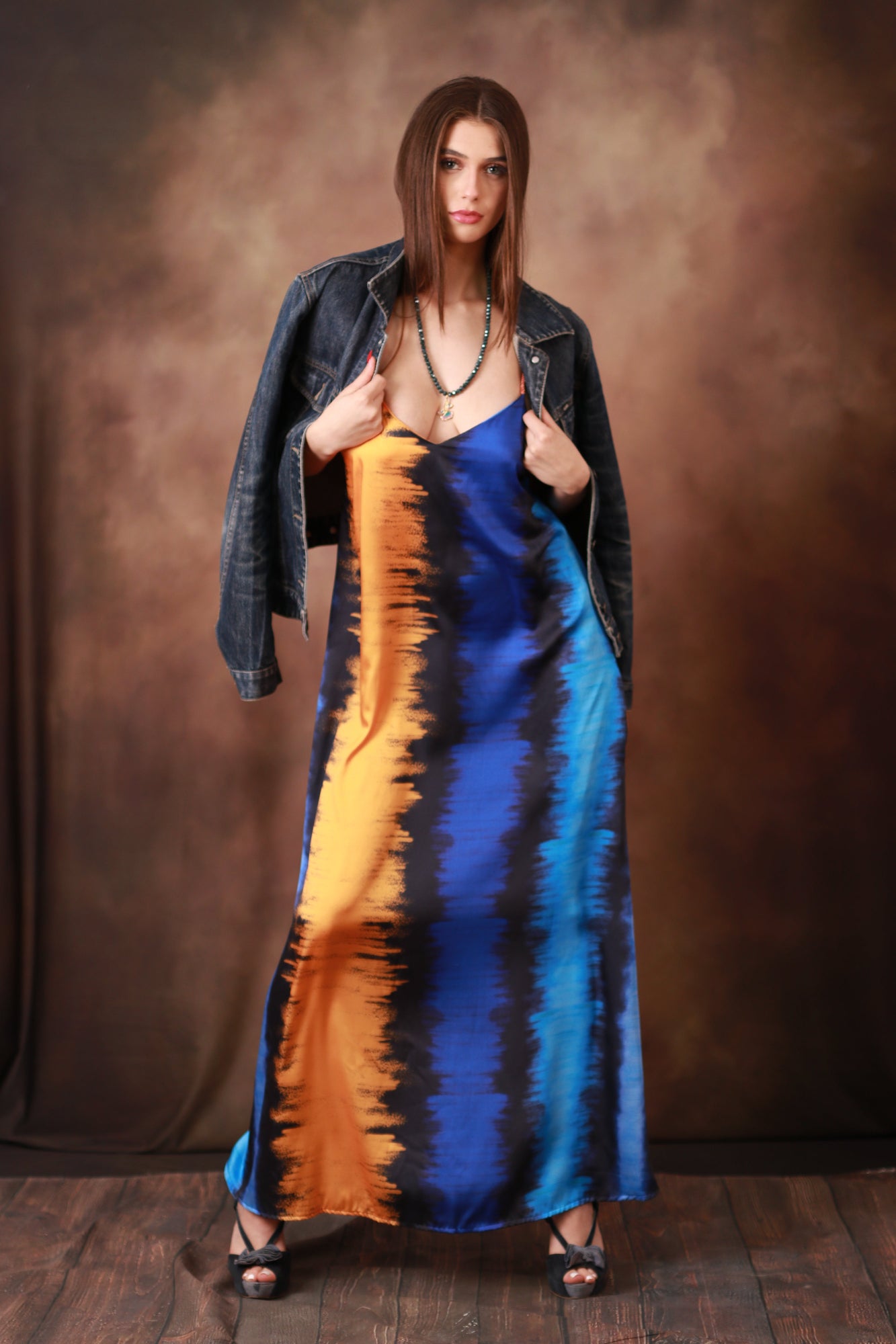 PARAÏMA LONG DRESS BLUE ORANGE