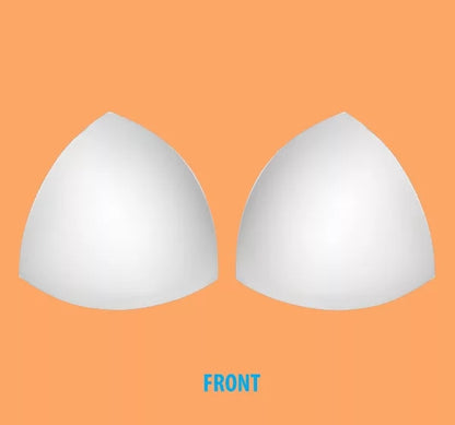 White bra cups on an orange background with 'FRONT' text.