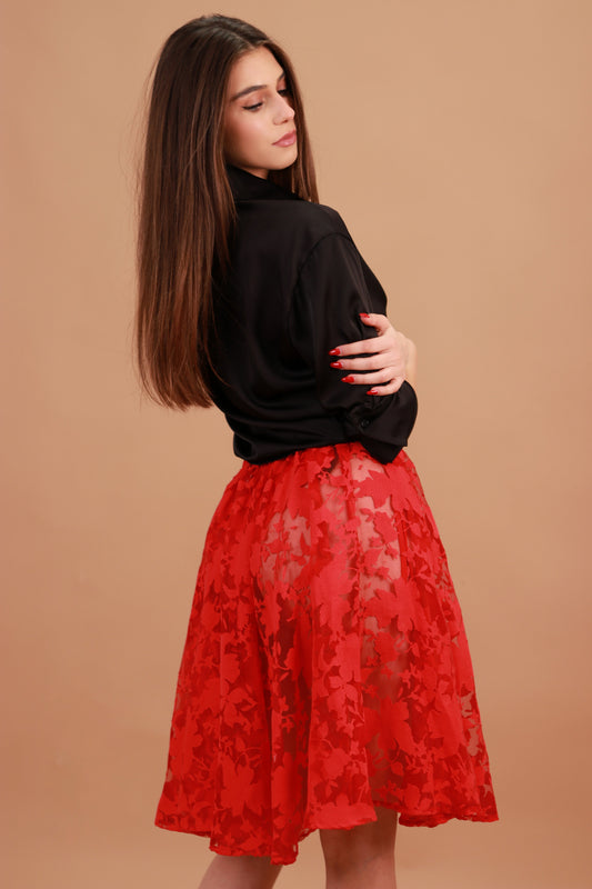 PARAÏMA SEE-THROUGH RED SKIRT 