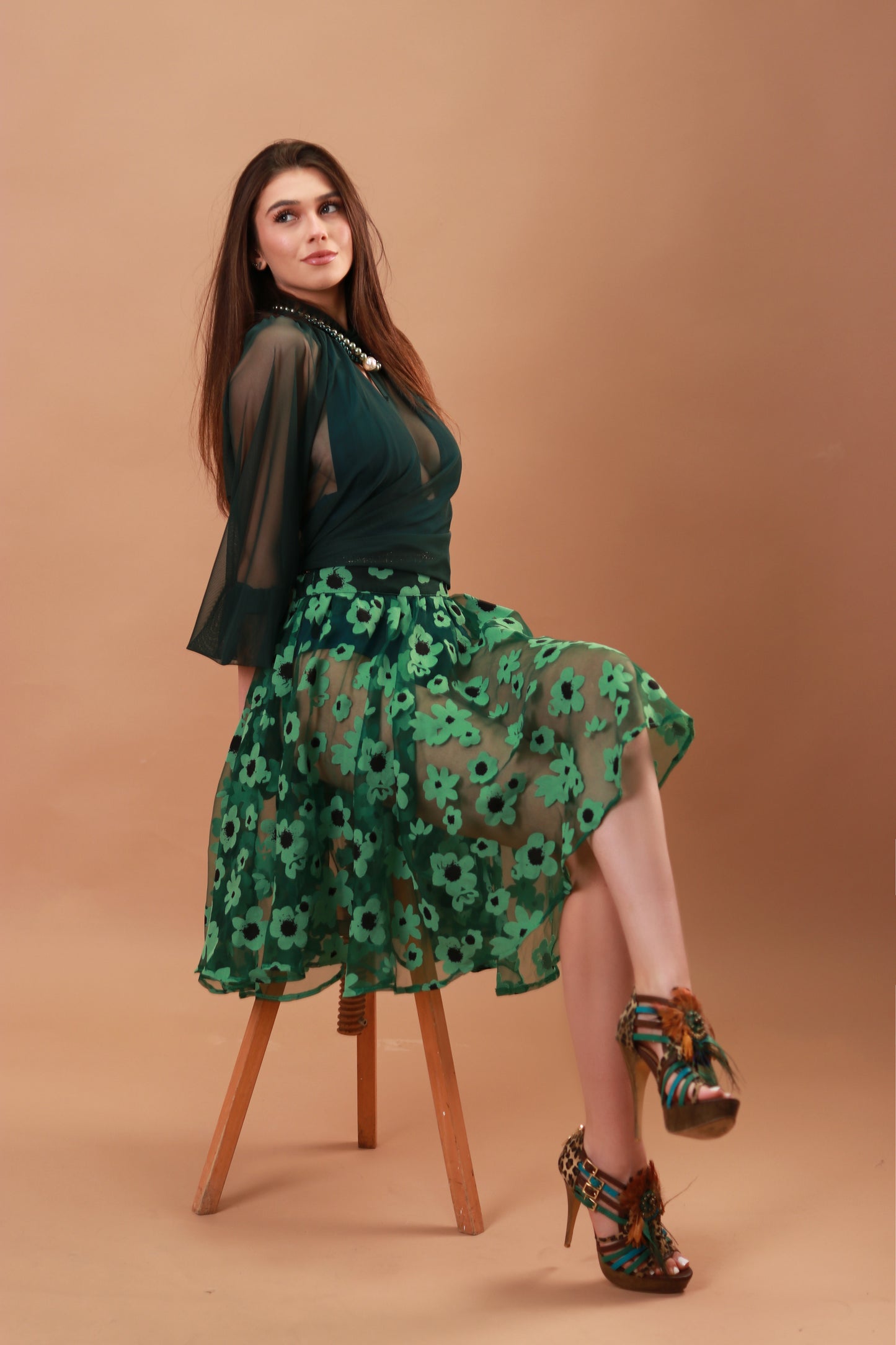 Skirt GREEN FLOWERS